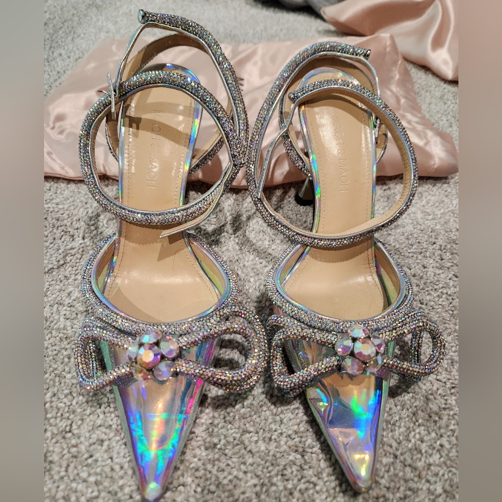 Mach & Mach Victoria double bow iridescent heels
